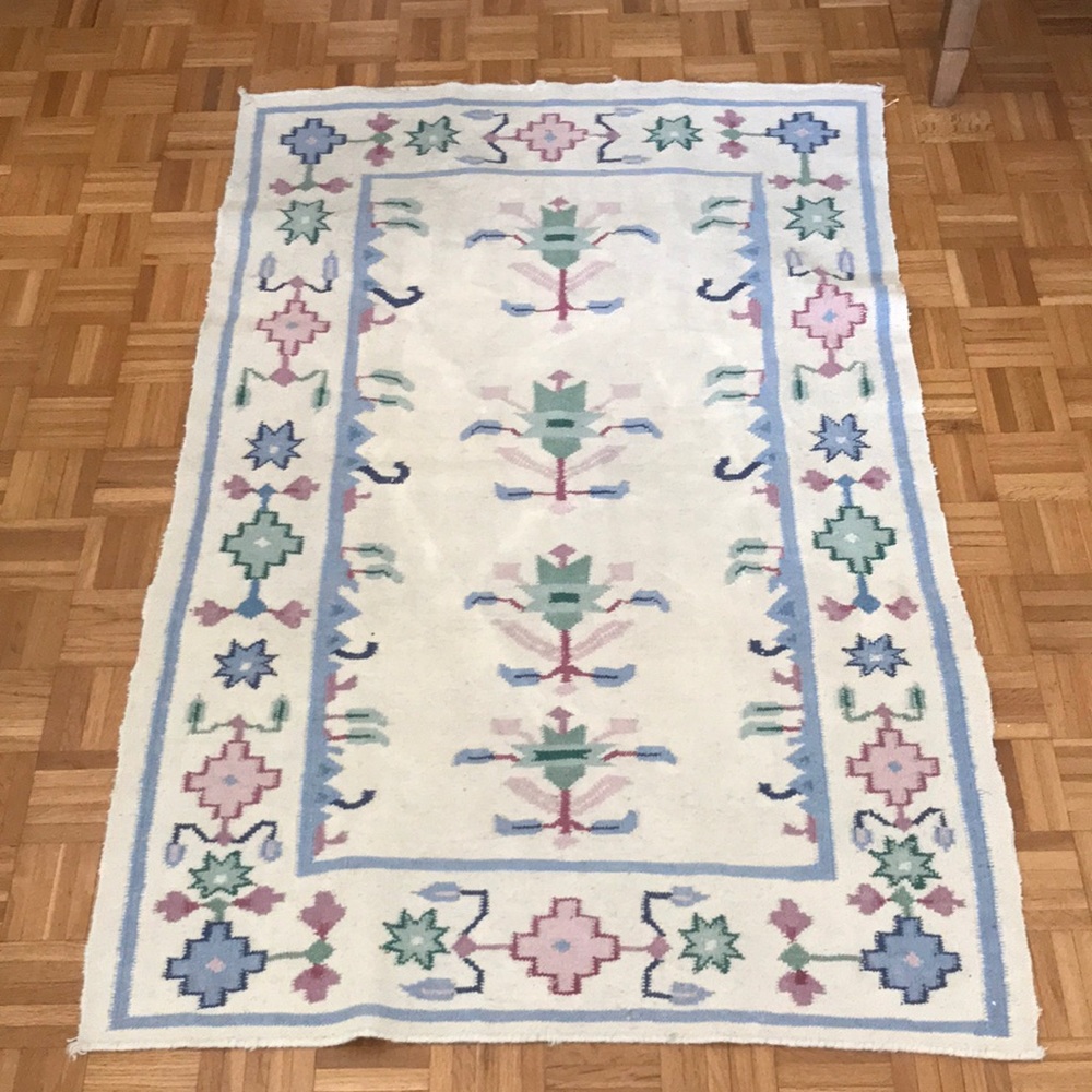 Vintage Kilim Woven Wool Rug Tapestry